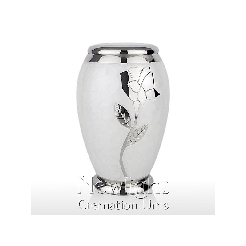 White Pearl Rose Urn