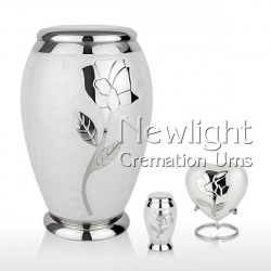 White Pearl Rose Mini Urn (3inch)-1